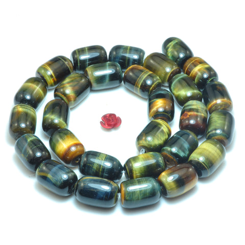 Natural Blue Golden Tiger Eye smooth barrel drum beads loose gemstone wholesale for jewelry making DIY bracelet 15"