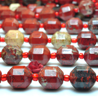 YesBeads Natural Red Brecciated Jasper faceted double terminated point beads wholesale gemstone jewelry 15"