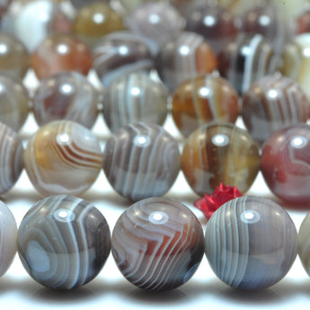 YesBeads Natural Brown Botswana Agate smooth round loose beads gemstones wholesale jewelry 15"