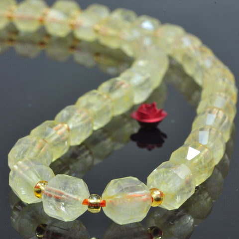 YesBeads Natural Yellow Citrine crystal faceted double terminated point beads wholesale gemstone jewelry 15"