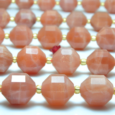 YesBeads Natural Sunstone faceted double terminated point beads wholesale gemstone jewelry 15"