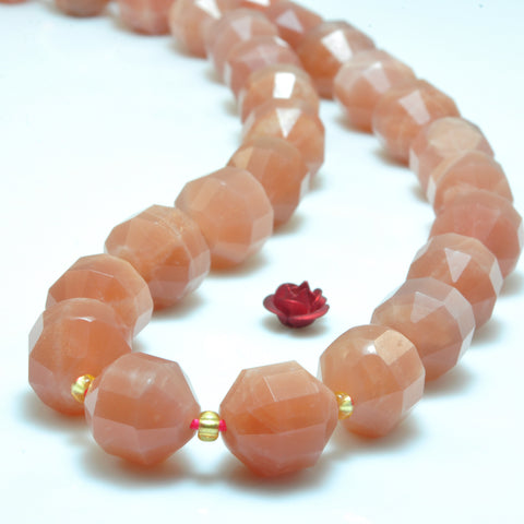 YesBeads Natural Sunstone faceted double terminated point beads wholesale gemstone jewelry 15"