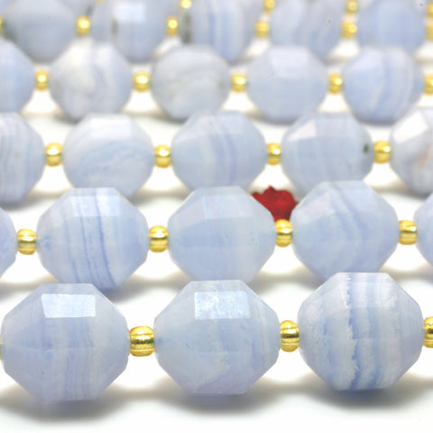 YesBeads Natural Blue Lace Agate faceted double terminated point beads wholesale gemstone jewelry making 15"