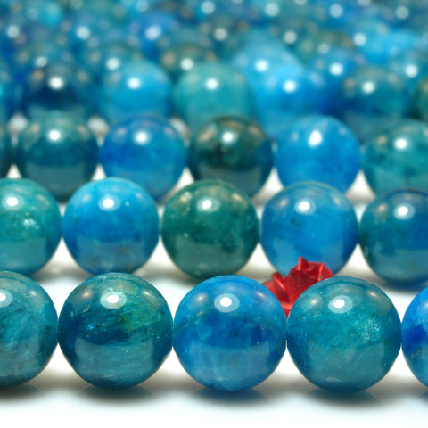 YesBeads Natural Blue Apatite smooth round loose beads gemstones wholesale jewelry making 15"