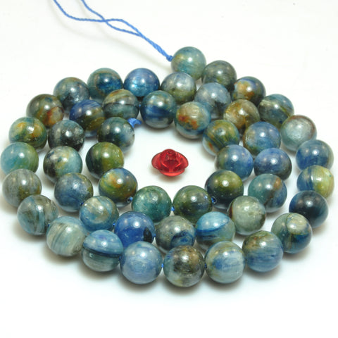 YesBeads Natural Kyanite gemstone smooth round loose beads wholesale jewelry  15"