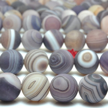 YesBeads Natural Banded Agate matte round loose beads purple brown agate gemstone whoelsale jewelry 15"