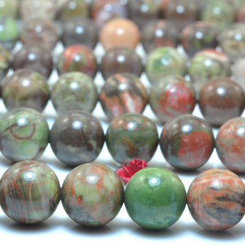 YesBeads Natural Ocean Stone smooth round beads wholesale gemstone rainforest jasper jewelry 15"