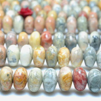 YesBeads Natural Sky eye Jasper smooht rondelle loose beads wholesale gemstone handmake jewelry 15"
