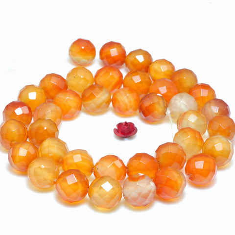 YesBeads Natural Rainbow Agate orange red faceted round beads wholesale gemstone jewelry
