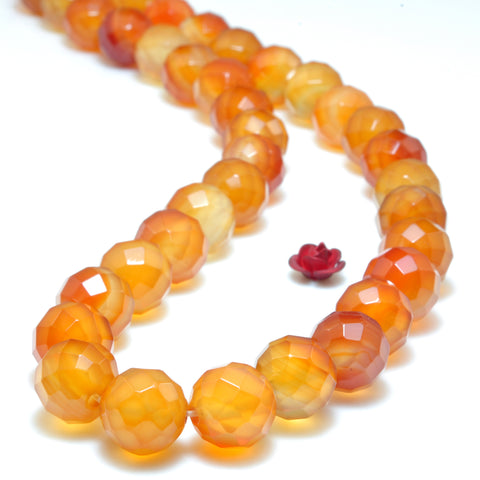 YesBeads Natural Rainbow Agate orange red faceted round beads wholesale gemstone jewelry