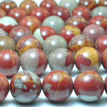 YesBeads Natural Noreena Jasper smooth round beads Australian red picture jasper wholesale gemstone jewelry 15"