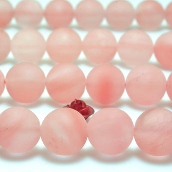 YesBeads Red Cherry quartz matte round beads wholesale gemstone jewelry making