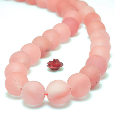 YesBeads Red Cherry quartz matte round beads wholesale gemstone jewelry making
