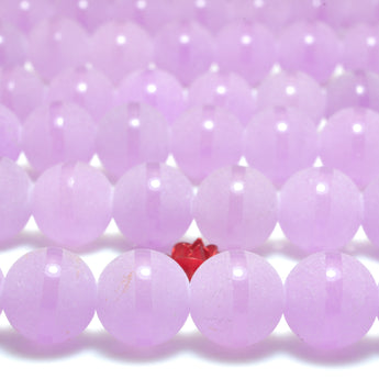 YesBeads Purple Jade Oneline matte round beads wholesale gemstone jewelry making 15"
