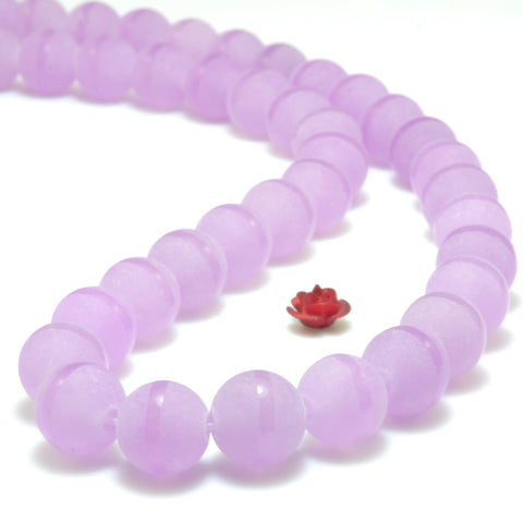 YesBeads Purple Jade Oneline matte round beads wholesale gemstone jewelry making 15"