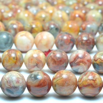 Natural Mexican Red Crazy Lace Agate smooth round beads gemstone wholesale jewelry making diy bracelet necklace