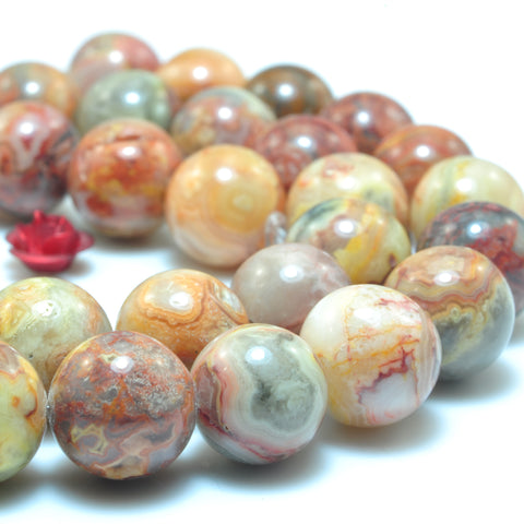 Natural Mexican Red Crazy Lace Agate smooth round beads gemstone wholesale jewelry making diy bracelet necklace