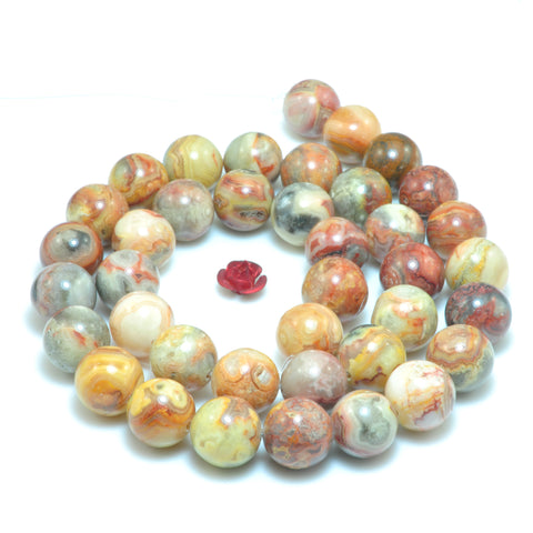 Natural Mexican Red Crazy Lace Agate smooth round beads gemstone wholesale jewelry making diy bracelet necklace
