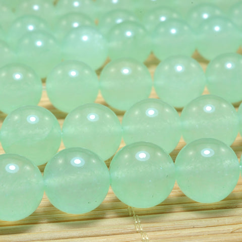 YesBeads Green Jade smooth round loose beads wholesale gemstone jewelry making 15"