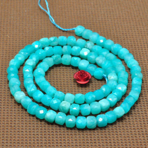 Natural Amazonite gemstone faceted cube beads wholesale jewelry making diy bracelet necklace