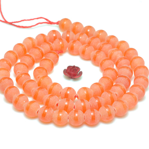 YesBeads Orange Jade oneline matte round beads wholesale gemstone jewelry making 15"