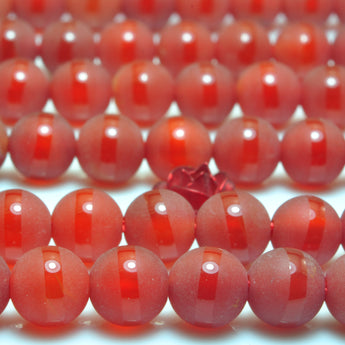 YesBeads Red Jade Oneline matte round beads wholesale gemstone jewelry making 15"