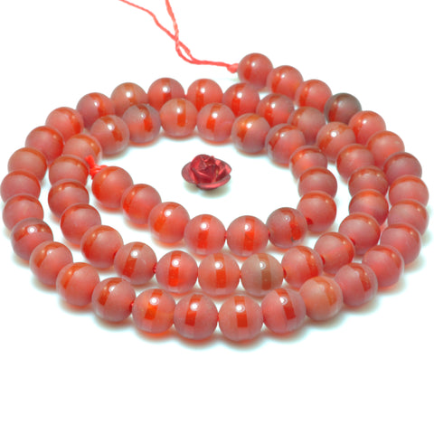 YesBeads Red Jade Oneline matte round beads wholesale gemstone jewelry making 15"