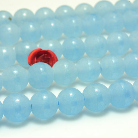 YesBeads Blue Jade OneLine matte round beads wholesale gemstone jewelry making 15"