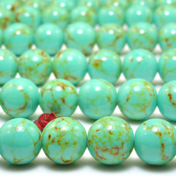 Green Turquoise smooth round Synthetic beads wholesale gemstone jewelry making bracelet diy stuff