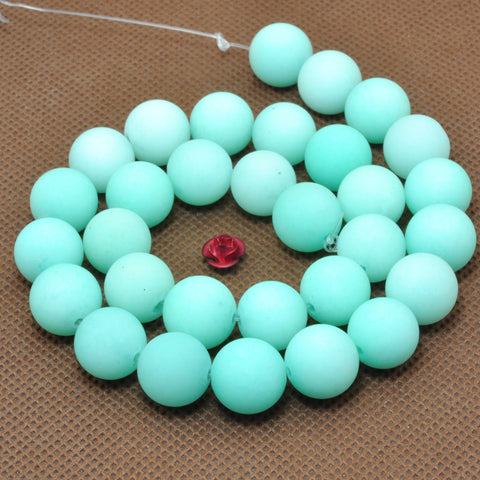 YesBeads Green Jade matte round loose beads wholesale gemstone jewelry making