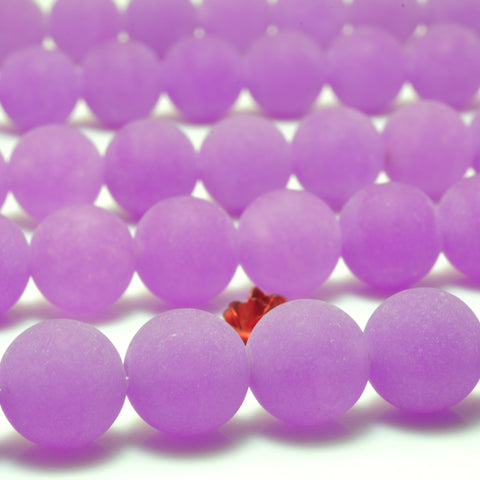 YesBeads Purple Jade matte round loose beads wholesale gemstone jewelry making