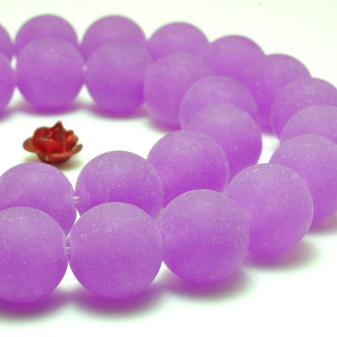 YesBeads Purple Jade matte round loose beads wholesale gemstone jewelry making
