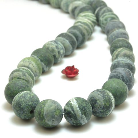 YesBeads Natural Green Zebra Jasper matte round beads wholesale gemstone jewelry makiing