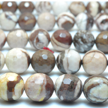 YesBeads Natural Brown Zebra Jasper faceted round beads wholesale gemstone jewelry making