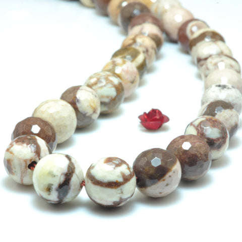 YesBeads Natural Brown Zebra Jasper faceted round beads wholesale gemstone jewelry making