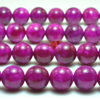 YesBeads Rose Purple Jade smooth round beads wholesale gemstone jewelry 15"