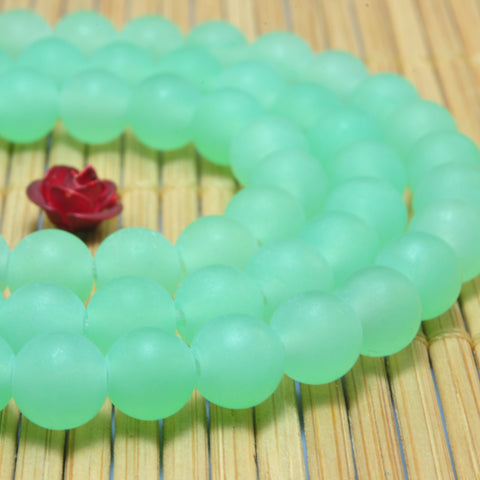 YesBeads Green Jade matte round loose beads wholesale gemstone jewelry making 6mm