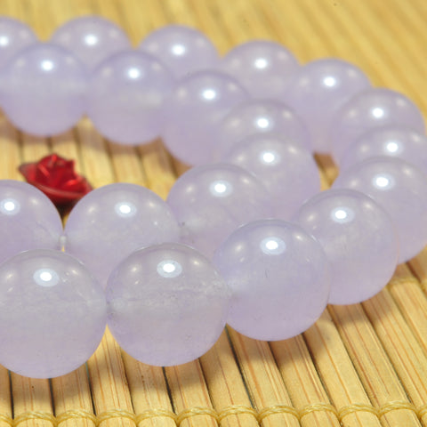 YesBeads Light Purple Jade smooth round loose beads wholesale gemstone jewelry making 15"