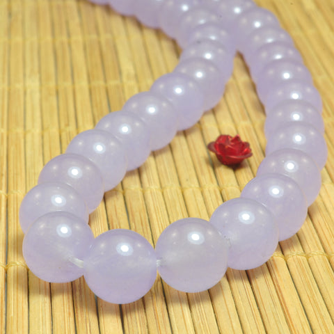 YesBeads Light Purple Jade smooth round loose beads wholesale gemstone jewelry making 15"
