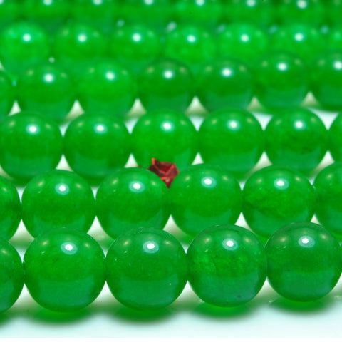 YesBeads Green Jade smooth round loose beads wholesale gemstone jewelry making 15"