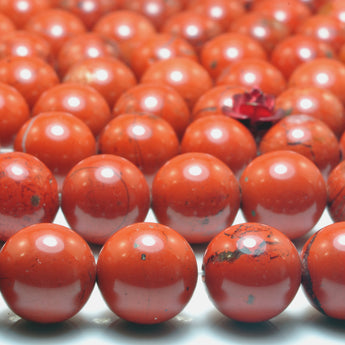 YesBeads Natural Red Jasper smooth round loose beads gemstone wholesale jewelry making 15"