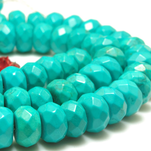 YesBeads Green Turquoise faceted rondelle beads wholesale gemstone jewelry 15"