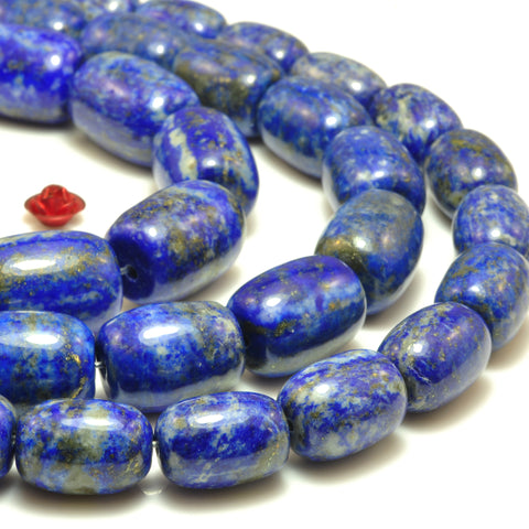 Natural Blue Lapis Lazuli smooth barrel tube beads wholesale gemstone jewelry 15"