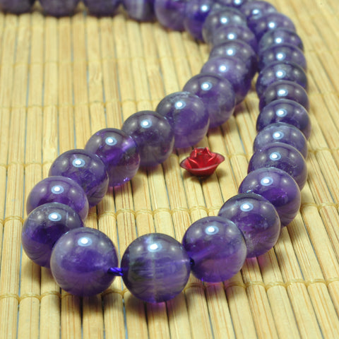 Natural Amethyst smooth round beads wholesale gemstone jewelry making bracelet necklace diy