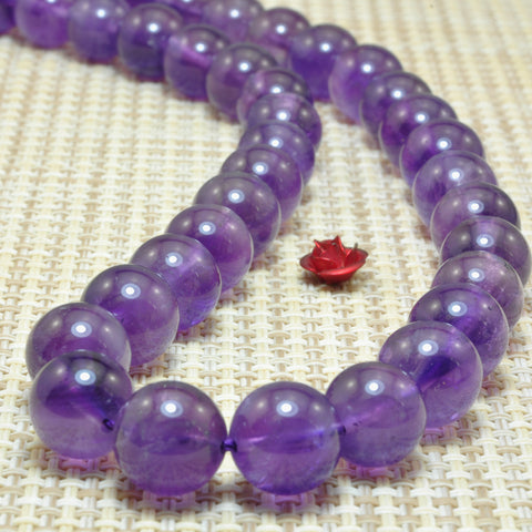 YesBeads Natural Amethyst smooth round loose beads wholesale gemstone jewelry making 15"