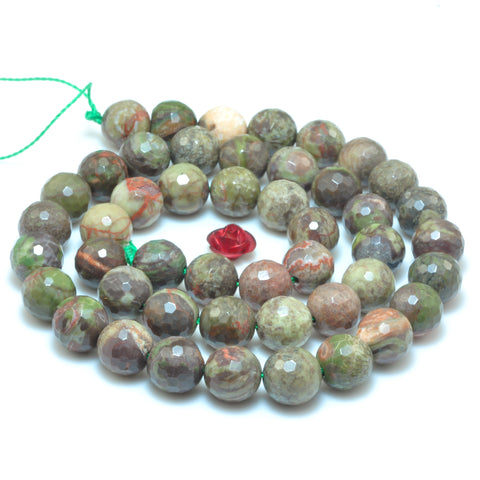 YesBeads Natural Rainforest Agate faceted round loose beads wholesale gemstone rainforest jasper jewelry 15"