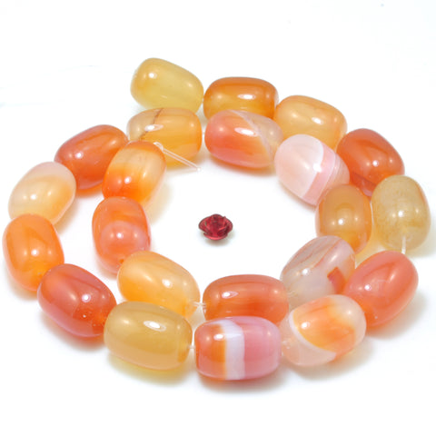 YesBeads Natural Rainbow Agate smooth barrel beads wholesale gemstone jewelry making 15"