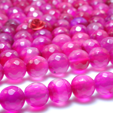 Rose red agate faceted round beads  wholesale gemstone jewelry making bracelet diy stuff
