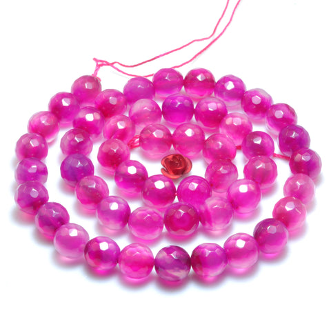 Rose red agate faceted round beads  wholesale gemstone jewelry making bracelet diy stuff