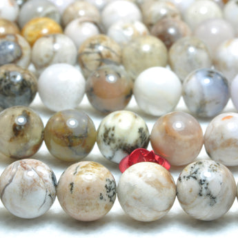 YesBeads Natural Smoky Dendritic Opal smooth round beads gemstone wholesale jewelry 15"